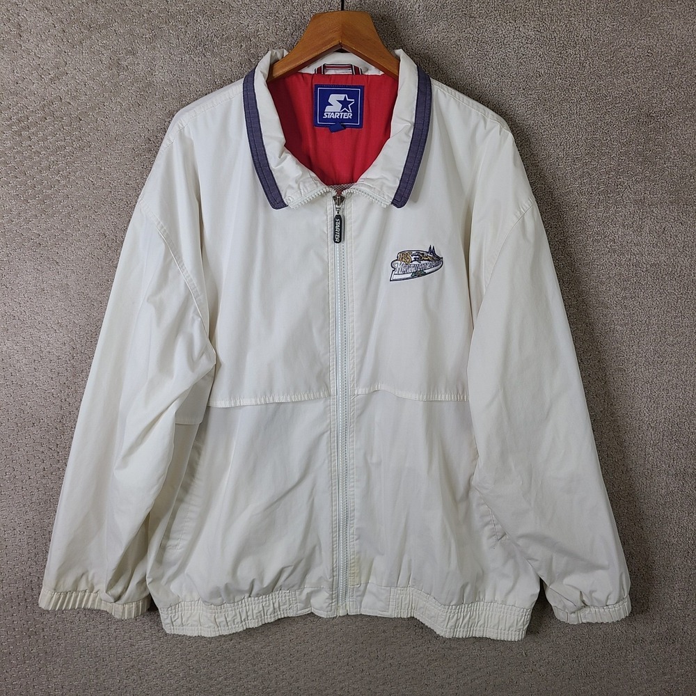 Vintage Starter Jacket Mens 2XL White Kentucky Derby 125 Windbreaker‎ Full Zip